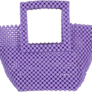 Abvokury YUSHINY Women Macaron Colored Acrylic Beaded Tote Handmade Bags for Wedding Evening Party