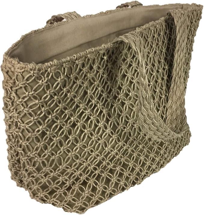 Alex Max Extra Large Woven Straw Beach Tote Bag - Natural Beige Macrame Handbag with "Good Vibes Only" Text - Oversized Summer Beach Tote for Women - Image 3