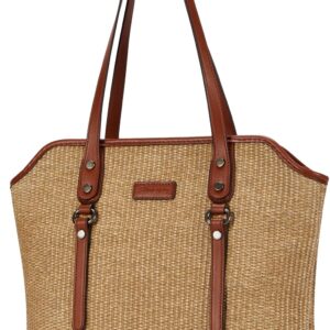 Blucoay Straw Tote Bag for Women,Tote Purses for Women With Zip Pockets,Summer Beach Shoulder Bags for Daily,Travel,Work