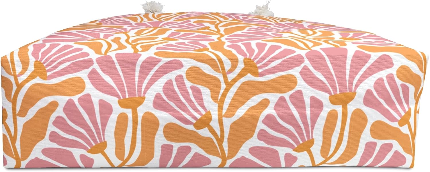 Boho Flowers Retro Print Oversized Shopping Bag Summer Beach Bag Vacation Travel Tote Bag Reusable Bag Pool Picnic Gift - Image 4