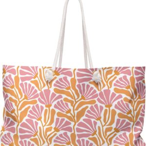 Boho Flowers Retro Print Oversized Shopping Bag Summer Beach Bag Vacation Travel Tote Bag Reusable Bag Pool Picnic Gift