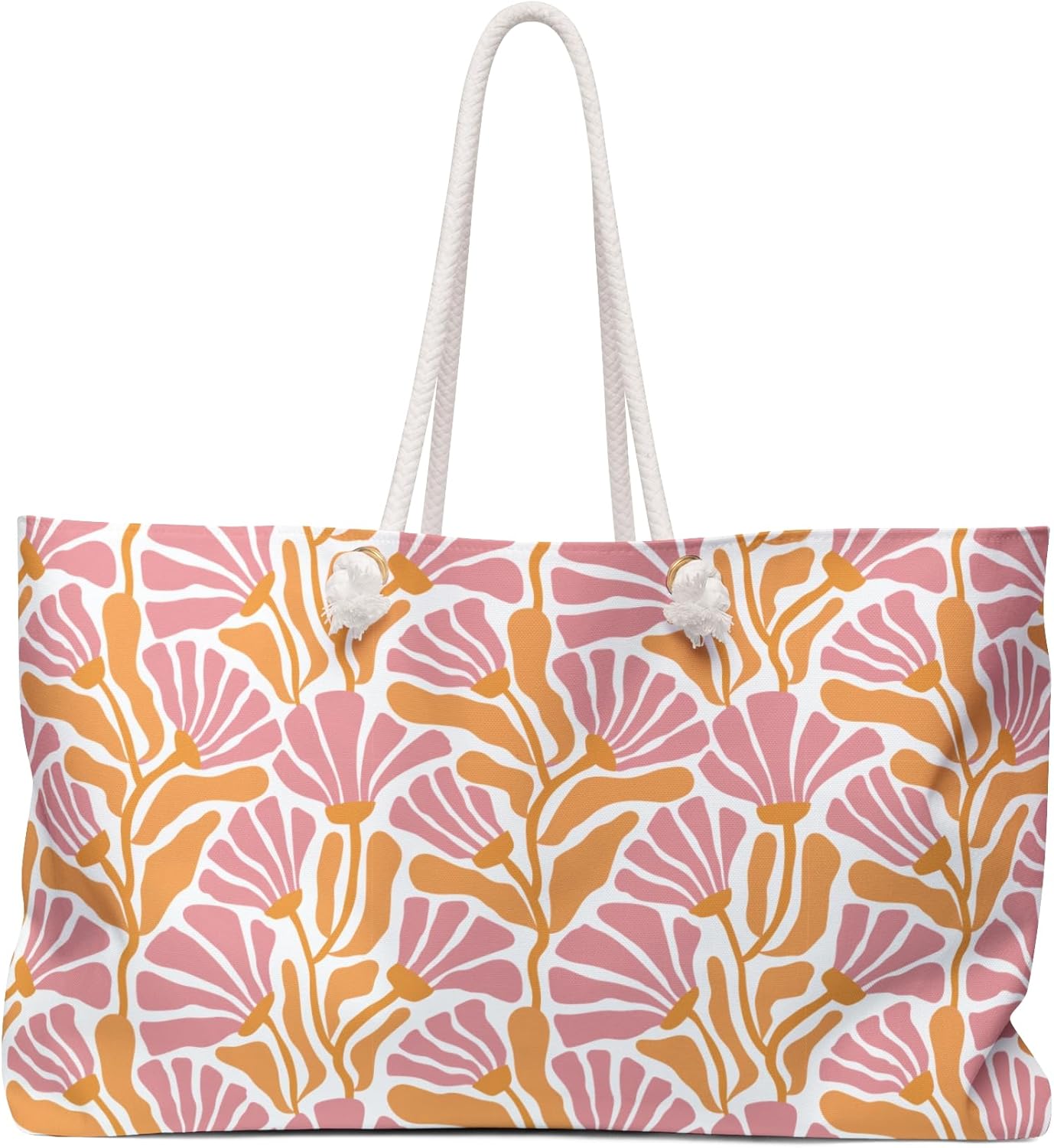 Boho Flowers Retro Print Oversized Shopping Bag Summer Beach Bag Vacation Travel Tote Bag Reusable Bag Pool Picnic Gift