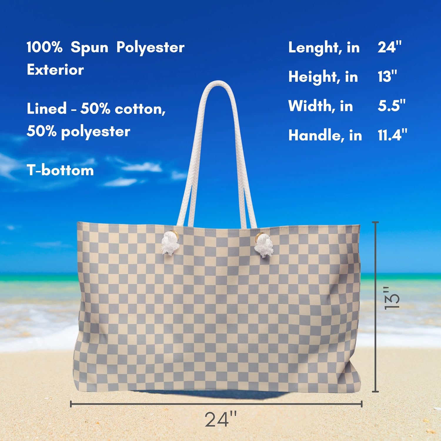 Classic Beige Shopping Bag Summer Beach Bag Vacation Travel Tote Bag Reusable Bag Pool Picnic Shopping Bag Gift - Image 4