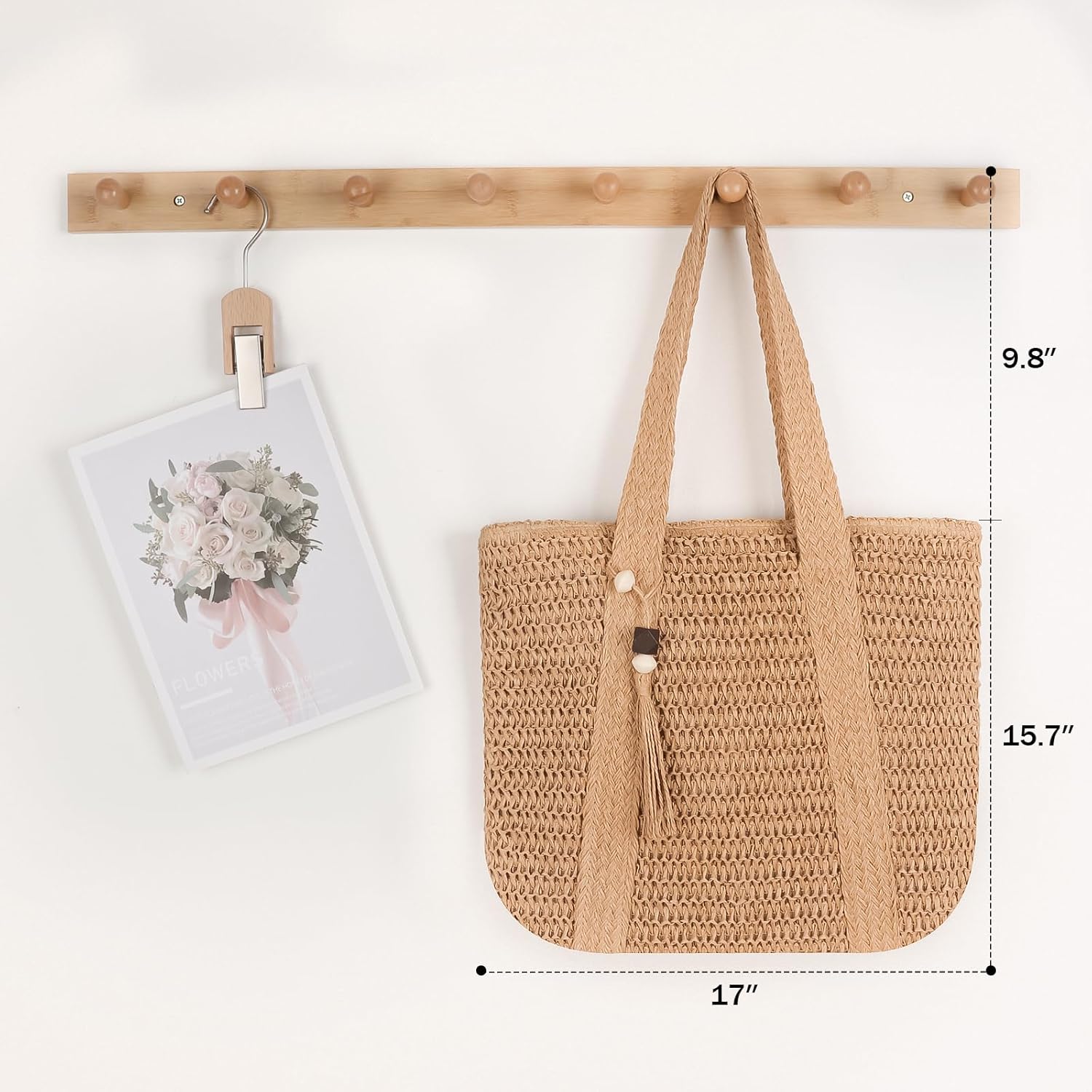 COAIMANEY Womens Large Capacity Straw woven Tote with Hat, Summer Beach Shoulder Bag for Shopping Camping - Image 2