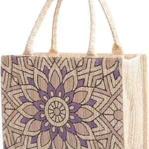 CORIOS Ethnic Style Tote Bag for Women Canvas Handbag Bohemian Top Handle Bag Summer Beach Bag Large Capacity Shoulder Bag