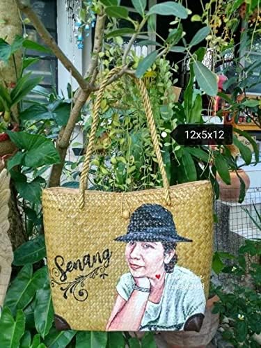 Custom, Made To your Own Order Portrait Painting Woven Straw Bags Summer Beach Tote Bag for Women 100% Handmade (A09) - Image 7