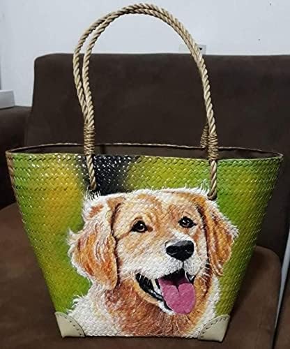 Custom, Made To your Own Order Portrait Painting Woven Straw Bags Summer Beach Tote Bag for Women 100% Handmade (A09) - Image 9