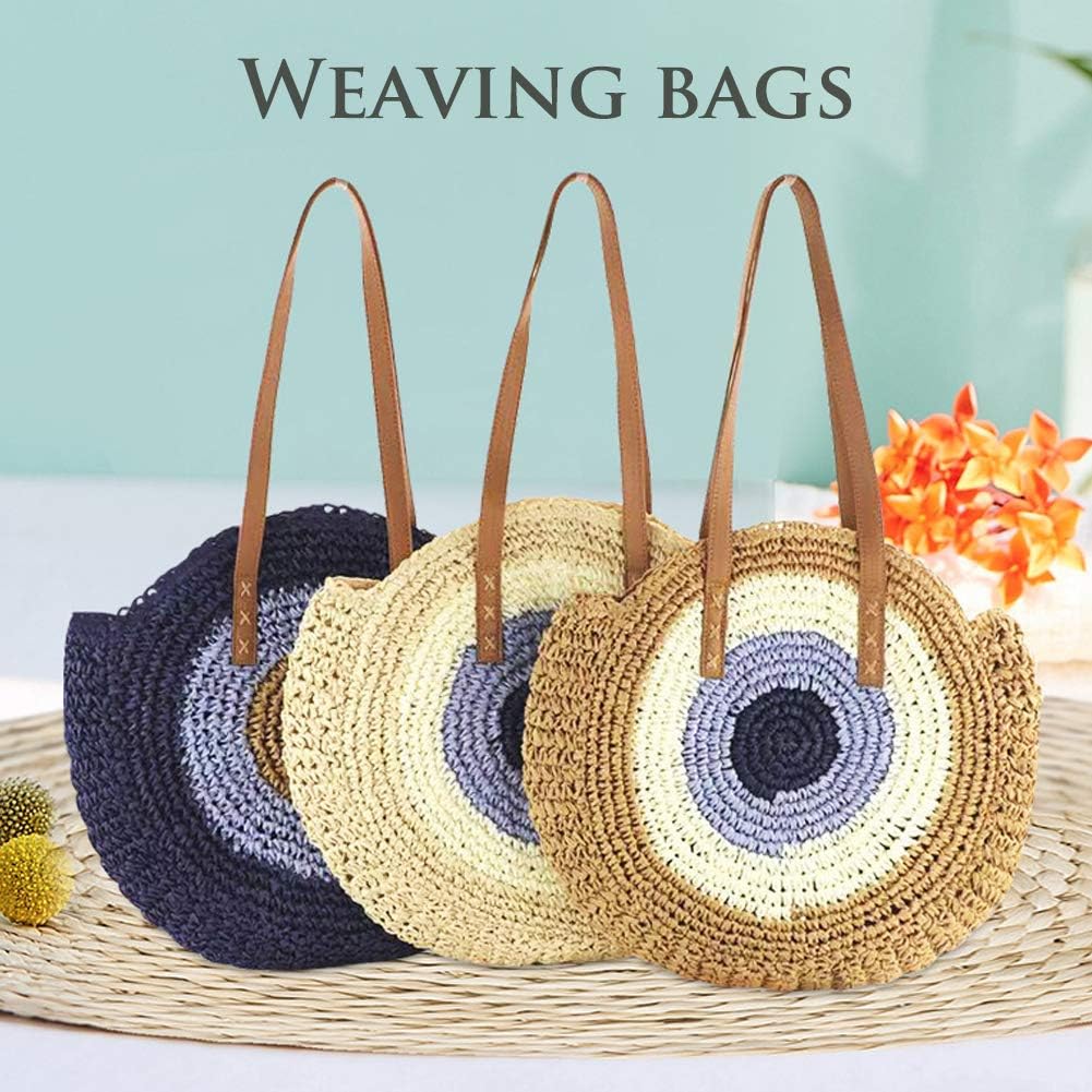 GL-Turelifes Round Summer Straw Bag Big Weave Handbags Beach Shoulder Bags Vocation Tote HandbagsTravel Bag for Women - Image 2