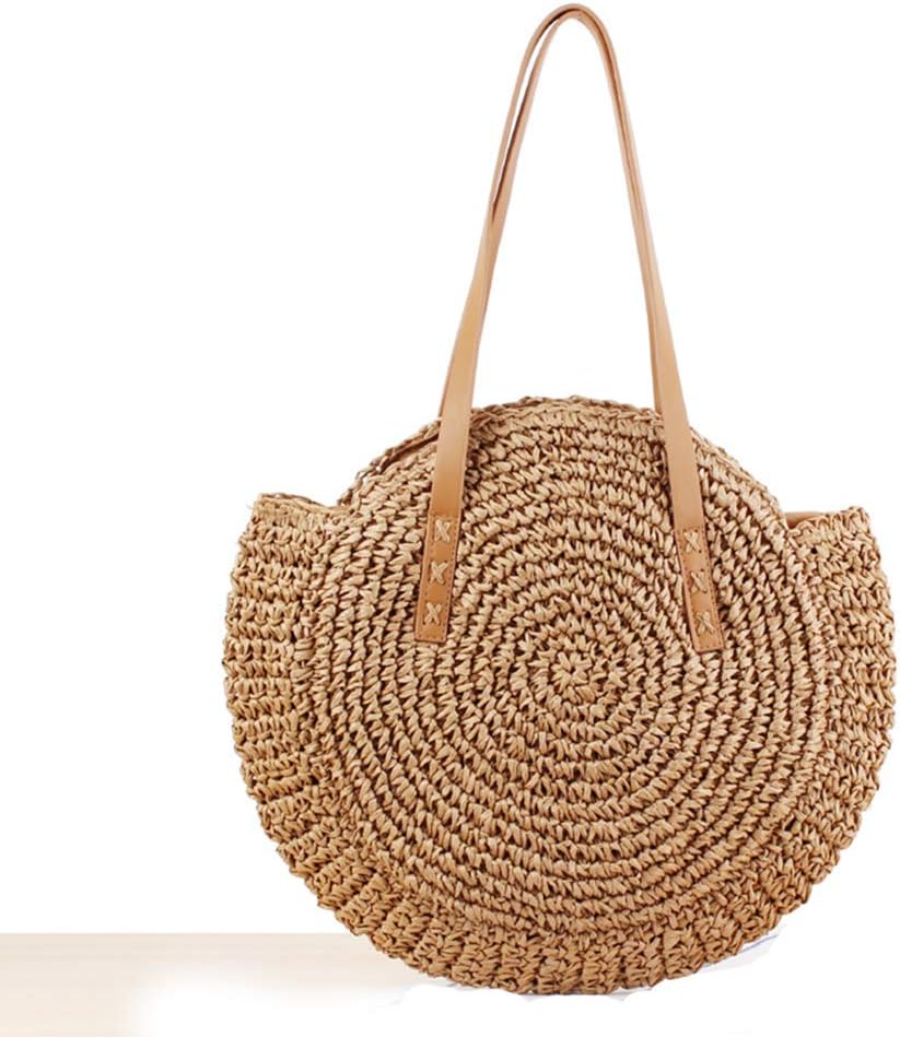 GL-Turelifes Round Summer Straw Bag Big Weave Handbags Beach Shoulder Bags Vocation Tote HandbagsTravel Bag for Women - Image 10