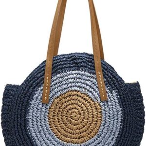 GL-Turelifes Round Summer Straw Bag Big Weave Handbags Beach Shoulder Bags Vocation Tote HandbagsTravel Bag for Women