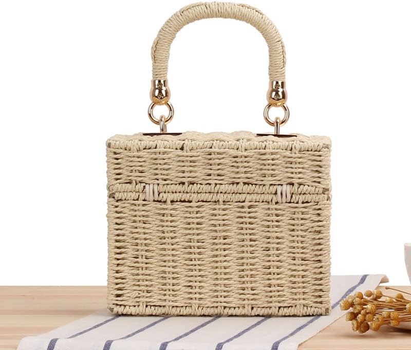 Handmade Straw Beach Bag for Women Summer Woven Tote Bag Rattan Handbag Hobo Bohemian Vacation Box Bags - Image 7