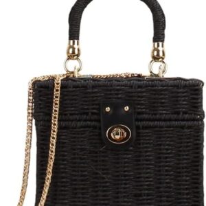 Handmade Straw Beach Bag for Women Summer Woven Tote Bag Rattan Handbag Hobo Bohemian Vacation Box Bags