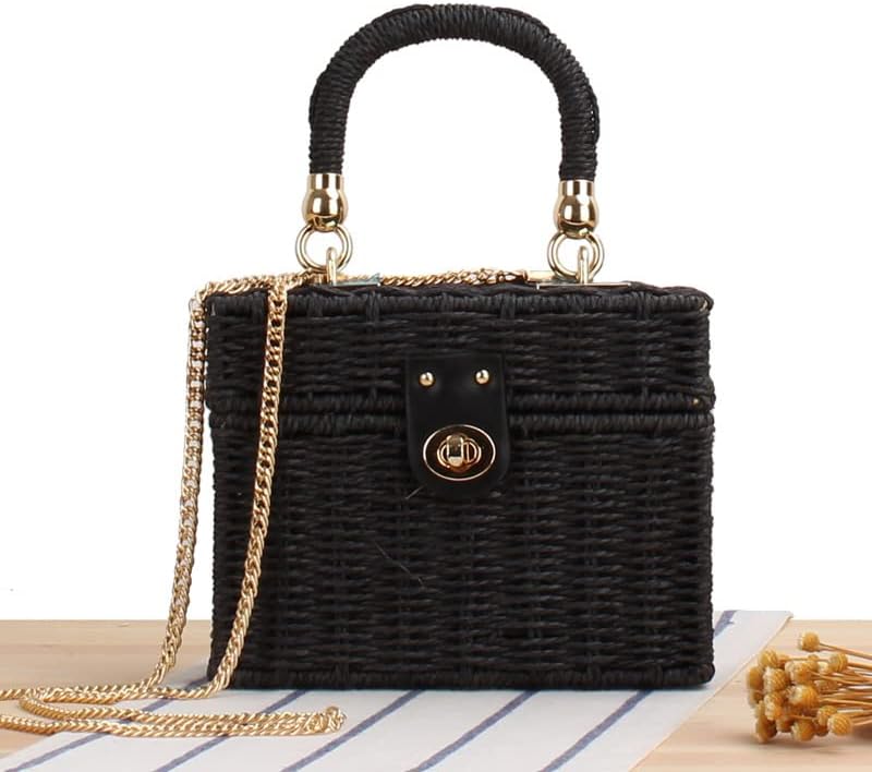 Handmade Straw Beach Bag for Women Summer Woven Tote Bag Rattan Handbag Hobo Bohemian Vacation Box Bags - Image 2