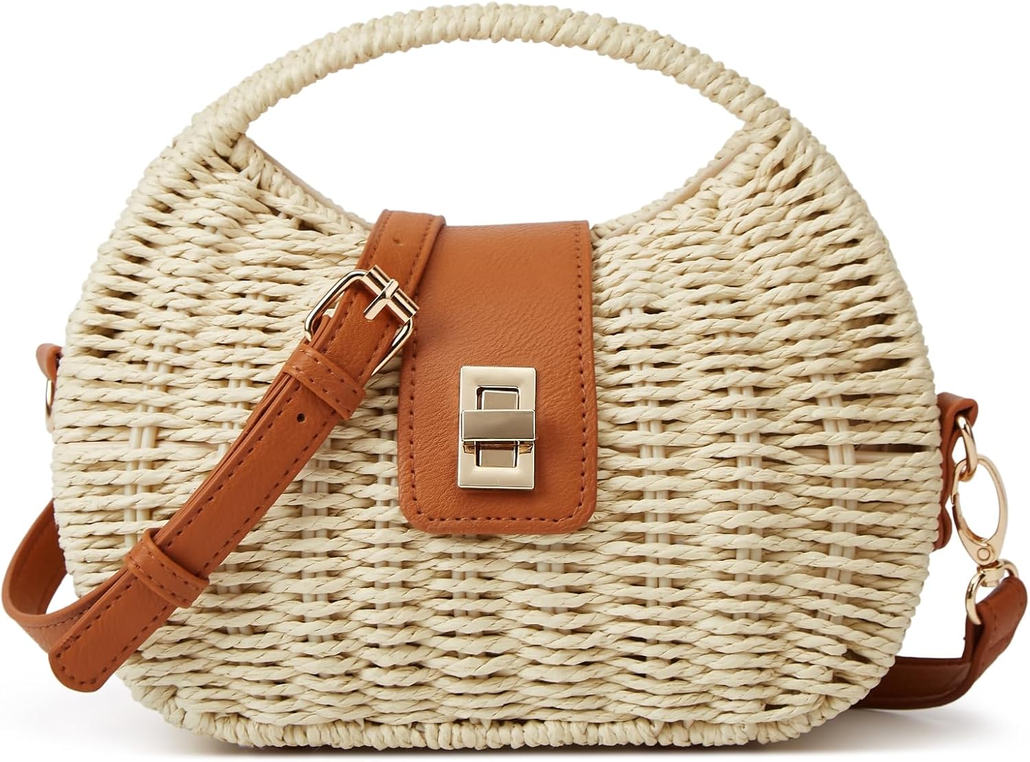 Handmade Straw Woven Bag Beach Clutch Purses Women Vacation Shell Shoulder Crossbody Summer Dumpling Handbag Basket Tote - Image 9