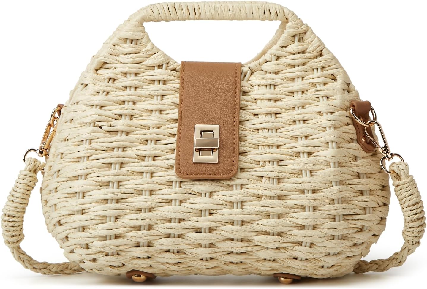 Handmade Straw Woven Bag Beach Clutch Purses Women Vacation Shell Shoulder Crossbody Summer Dumpling Handbag Basket Tote - Image 8
