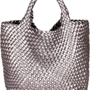 JINMANXUE Fashion Woven Bag Shopper Bag Travel Handbags and Purses Women Tote Bag Large Capacity Shoulder Bags