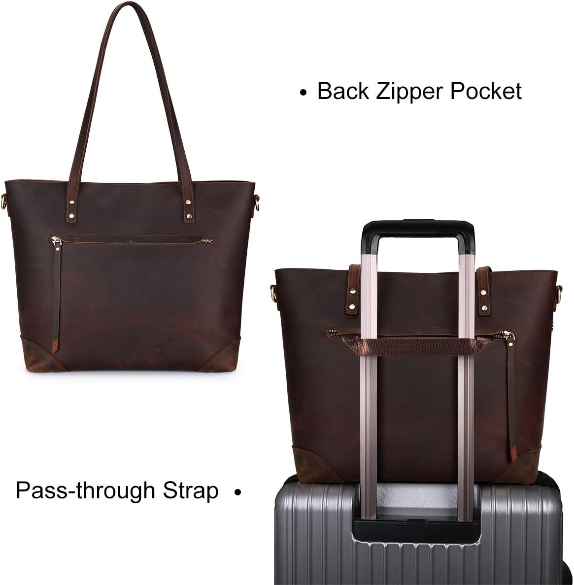 Leather Tote Bag for Women with Small Crossbody Bag - Image 7