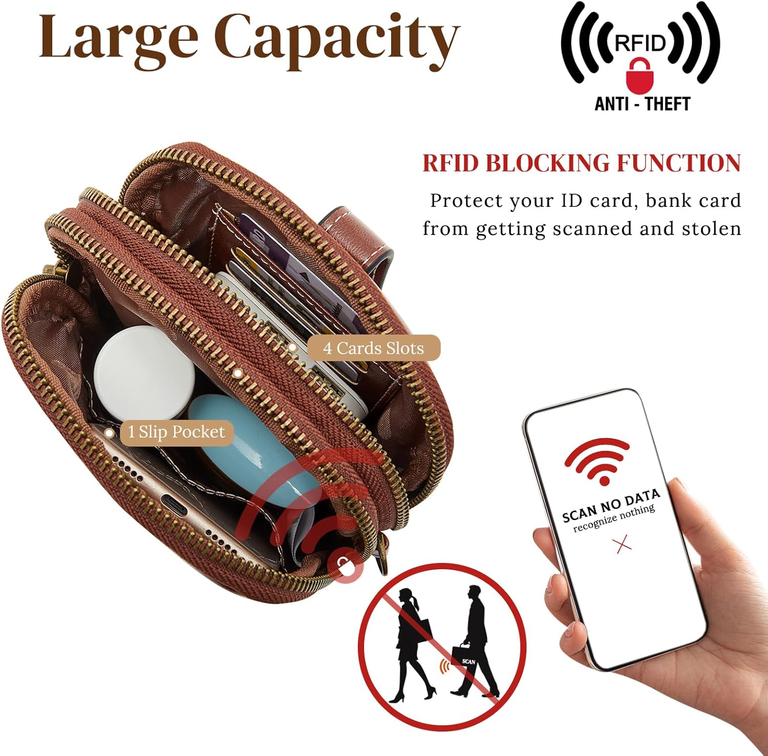 Leather Tote Bag for Women with Small Crossbody Bag - Image 4