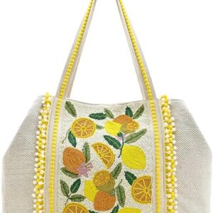 Make Lemonade Tote – Lemon Yellow Hand-Beaded Summer Tote Bag