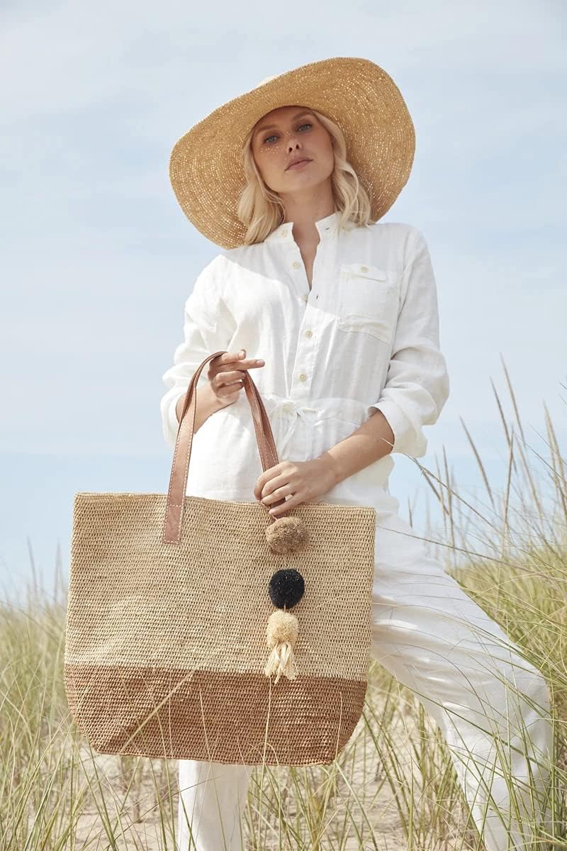 MAR Y SOL Montauk Crocheted Raffia Colorblock Tote Bag - Image 2