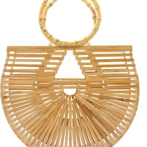 Miuco Womens Bamboo Handbags Handmade Purses Tote Bag