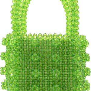 Miuco Womens Beaded Handbags Handmade Weave Crystal Pearl Tote Bags