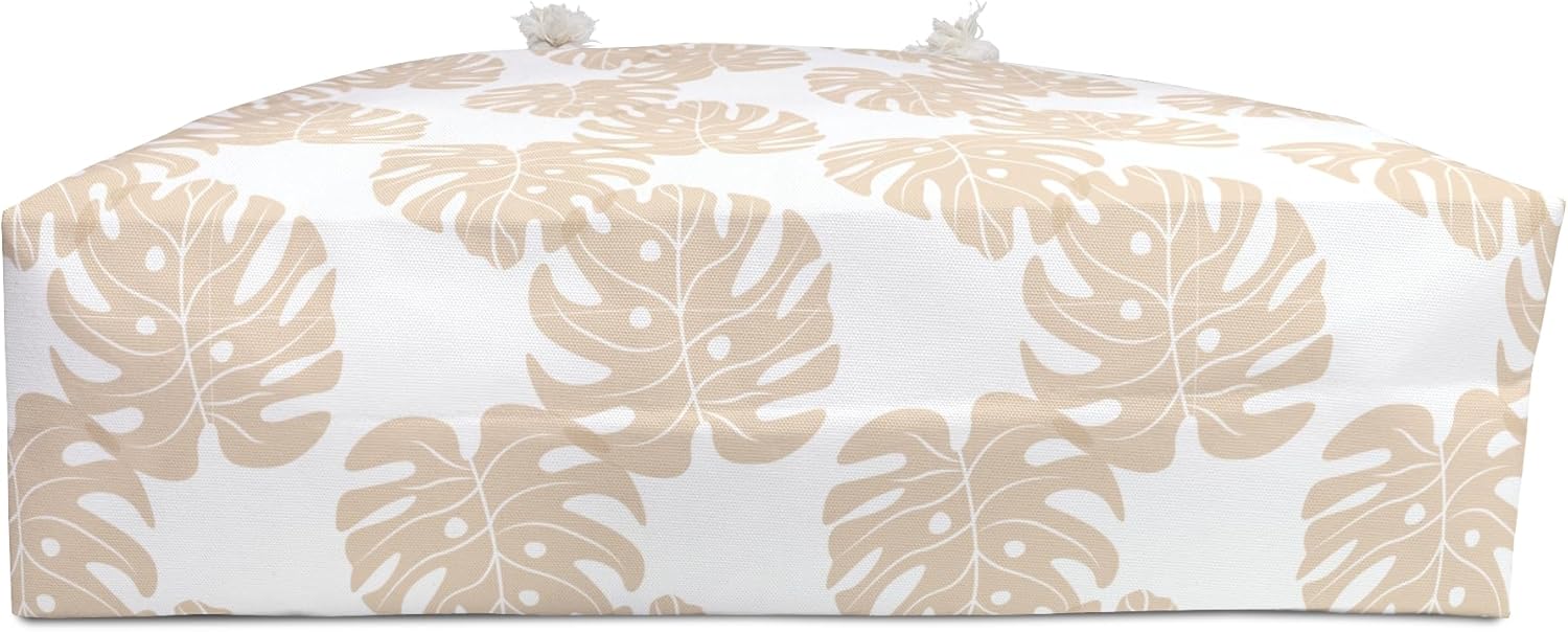 Monstera Botanical Shopping Bag Biege Summer Beach Bag Vacation Travel Tote Bag Reusable Bag Pool Picnic Gift for Her - Image 4