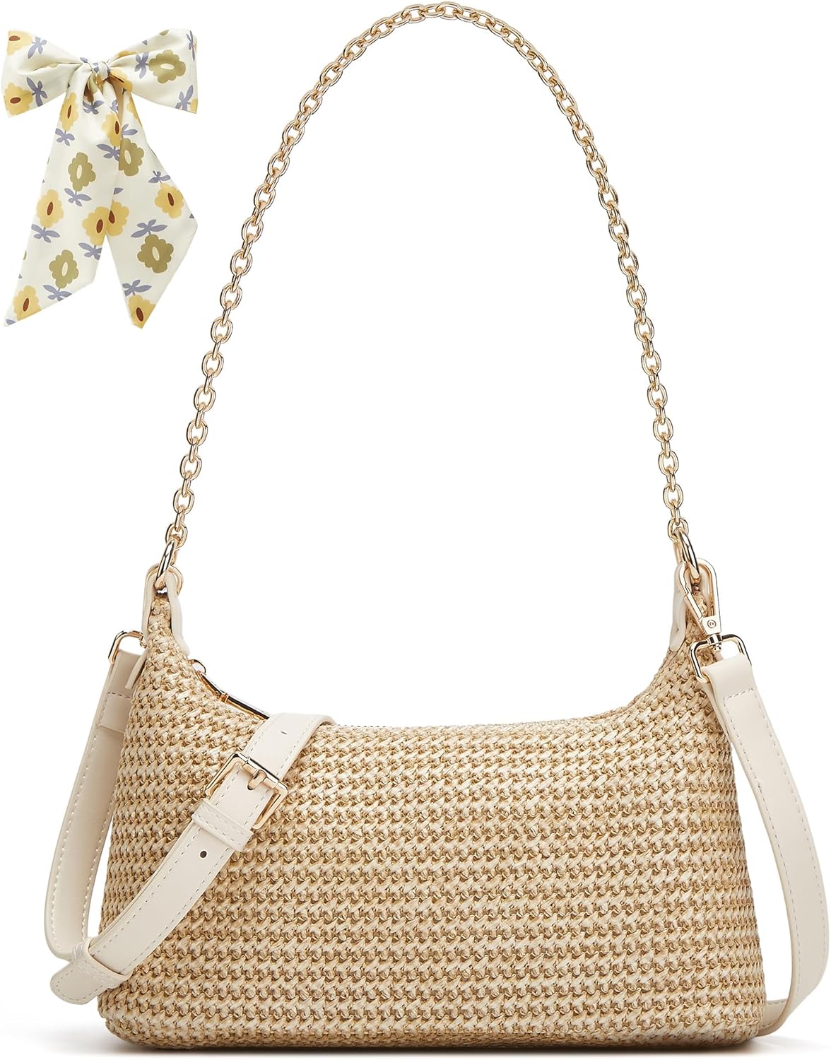 MOPOVO Women's Straw Woven Shoulder Bag Beach Purse Summer Vacation Tote Handbag - Image 8