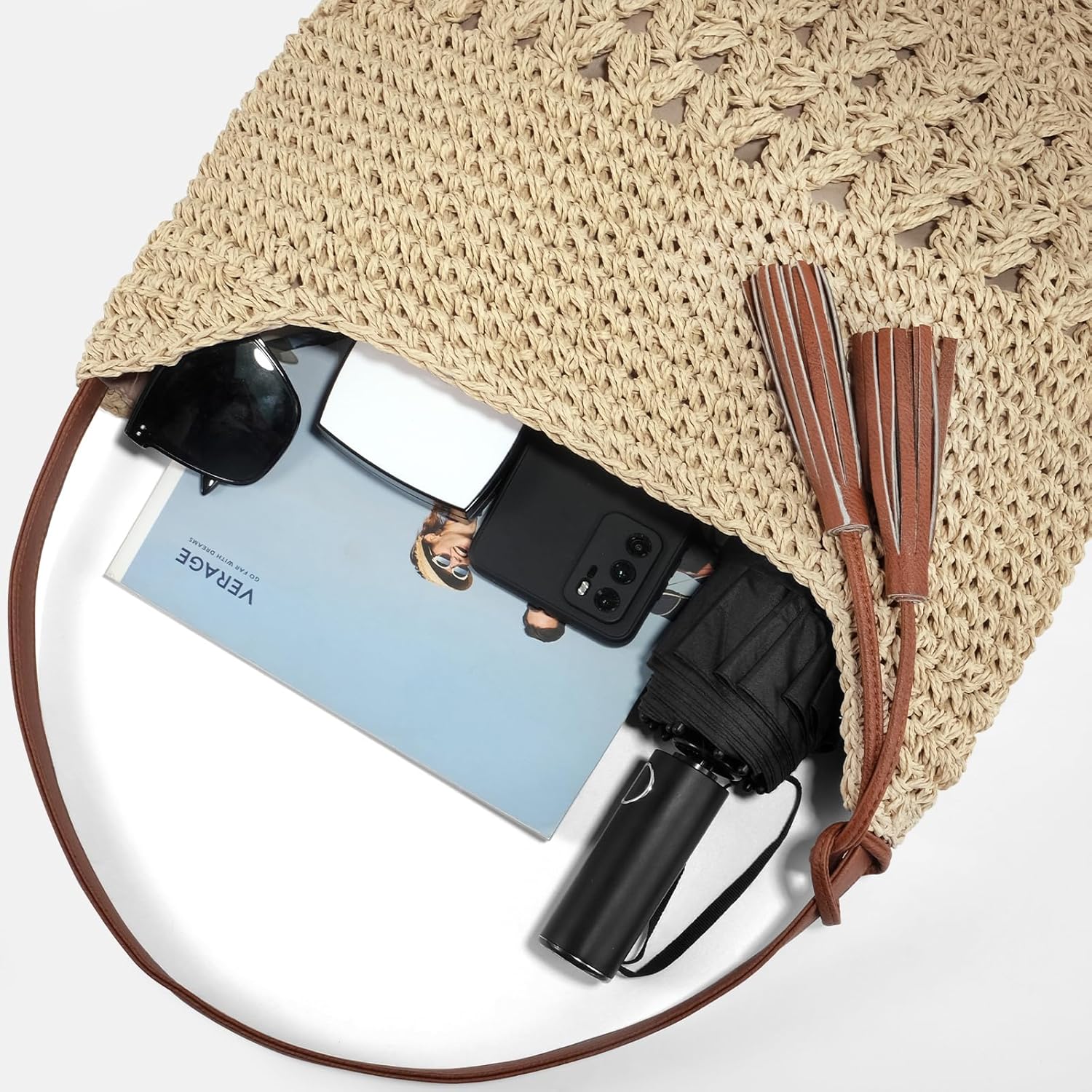 NEWROGENG Straw Purses for Women 2025, Large Beach Bag Summer Woven Tote Bag with Tassels Beach Tote for Vacation - Image 5