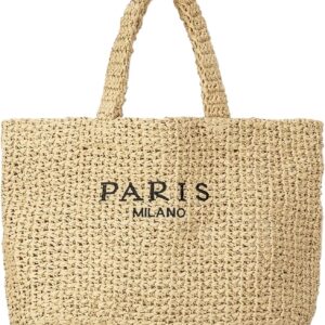 POAPRRD Large Straw Tote Bag Summer Straw Purse for Women Vacation Raffia Woven Beach Bags Handbag