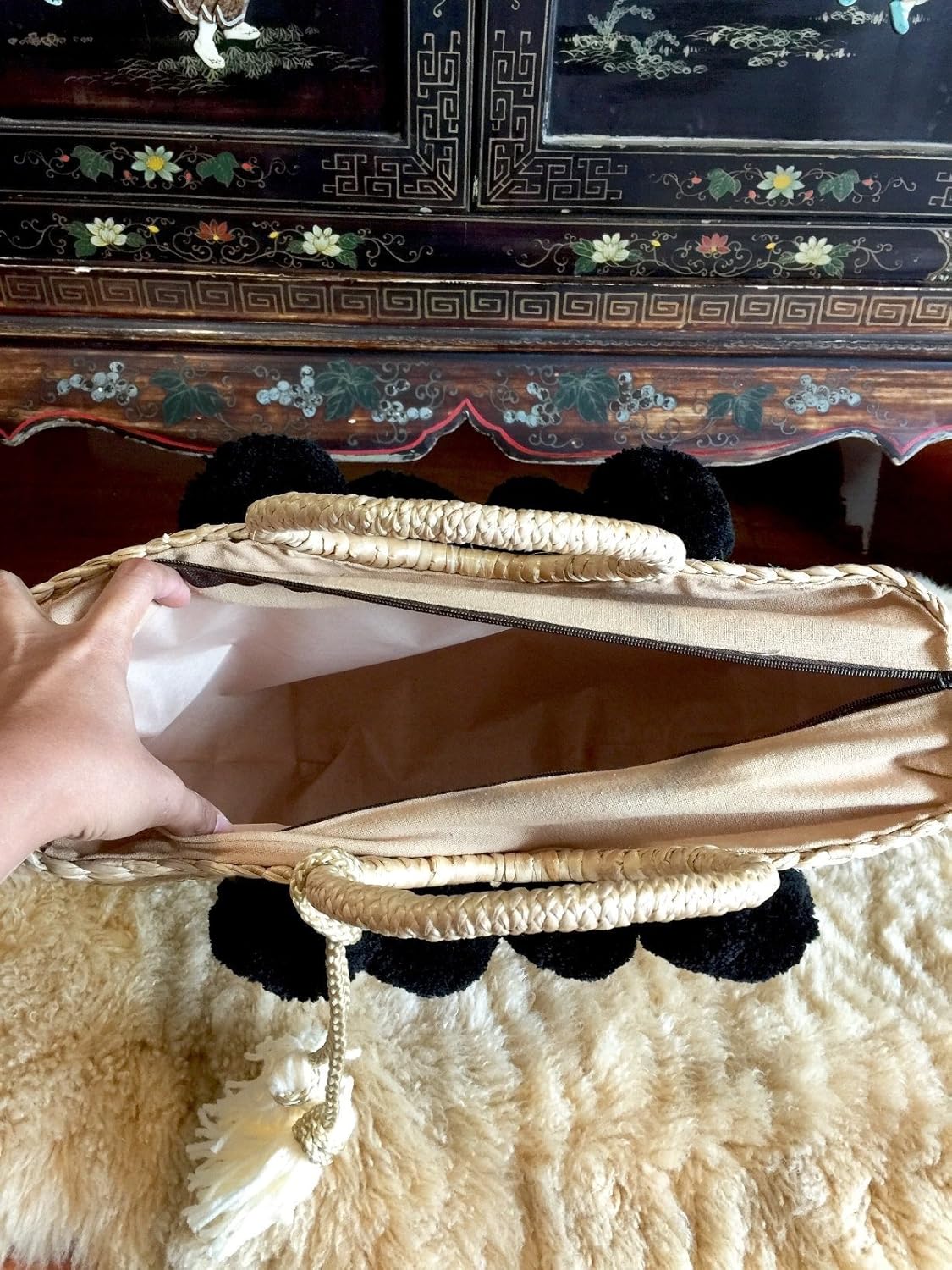 Pom Pom Straw Bag, Pom Pom Straw Bags for Women, Straw Basket Bag,Straw Basket Tote Bag,Beach Basket Bag,Pom Pom Straw Beach Bag,Basket Bag,Straw Bag,Straw Tote Beach Bag,Summer Straw Bag,Straw Tote - Image 3