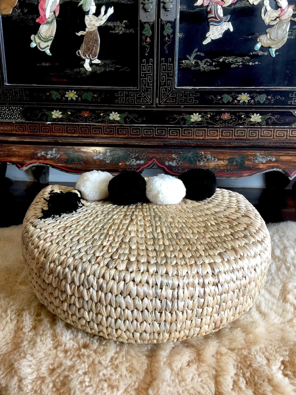Pom Pom Straw Bag, Pom Pom Straw Bags for Women, Straw Basket Bag,Straw Basket Tote Bag,Beach Basket Bag,Pom Pom Straw Beach Bag,Basket Bag,Straw Bag,Straw Tote Beach Bag,Summer Straw Bag,Straw Tote - Image 4