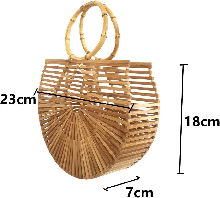RULER TRUTH Women's Top Handle Bamboo Handbag Summer Beach Large Tote Bag - Image 2