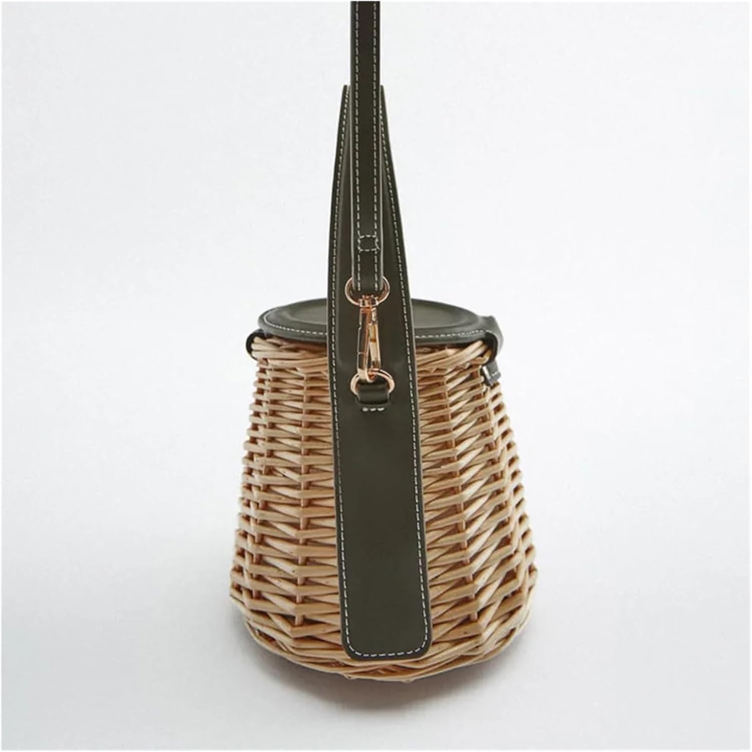 SCHIK Women's Handbag Drowstring Straw Beach Bag Summer Woven Bucket Crossbody Shoulder Bags Bohemian Female Handmade Rattan Tote - Image 5