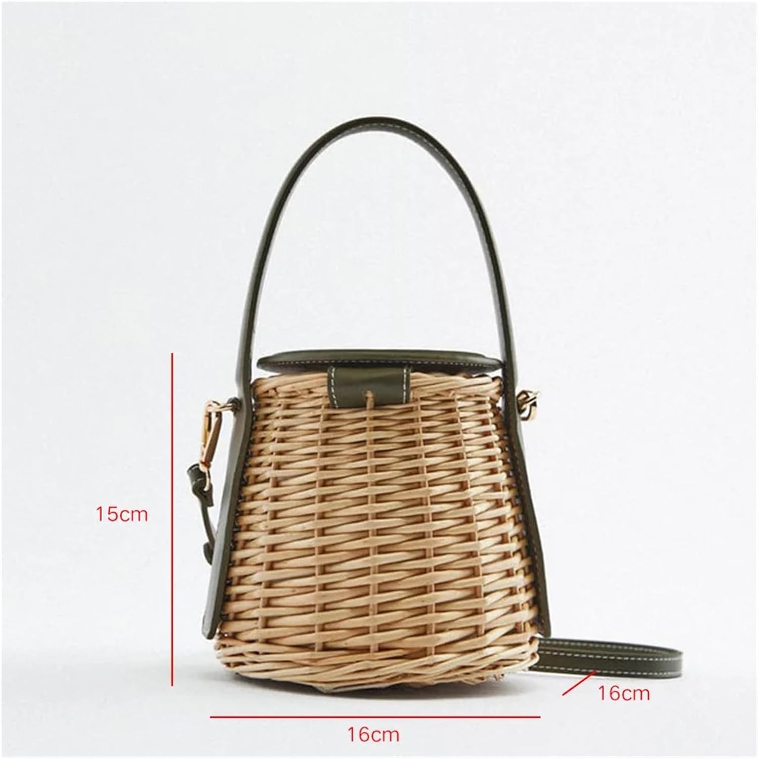 SCHIK Women's Handbag Drowstring Straw Beach Bag Summer Woven Bucket Crossbody Shoulder Bags Bohemian Female Handmade Rattan Tote - Image 3