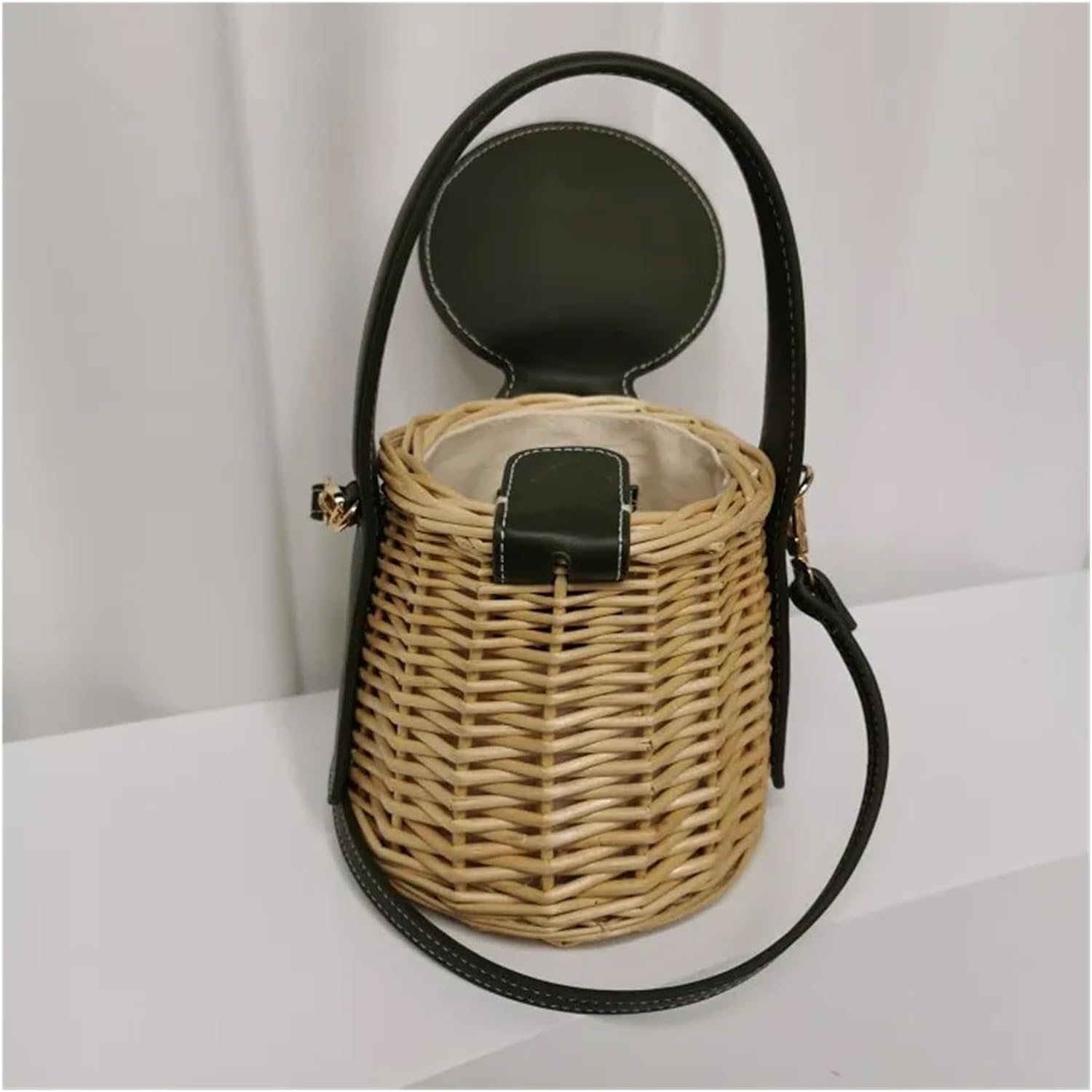 SCHIK Women's Handbag Drowstring Straw Beach Bag Summer Woven Bucket Crossbody Shoulder Bags Bohemian Female Handmade Rattan Tote - Image 6