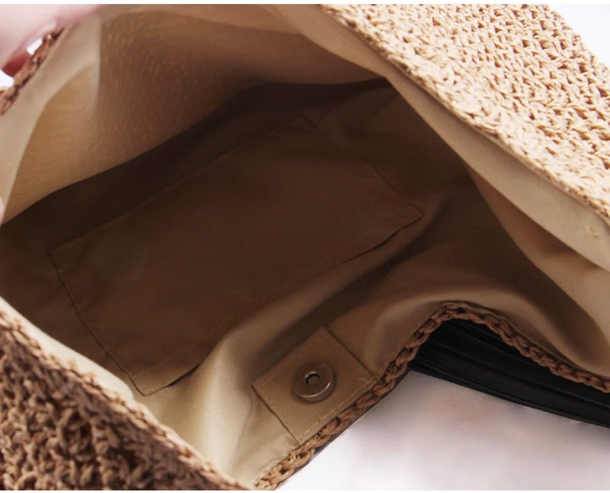 Straw Beach Bag for Women Woven Tote Large Summer Travel Shoulder Handbag Handle Tote Retro Summer Beach Bag - Image 4