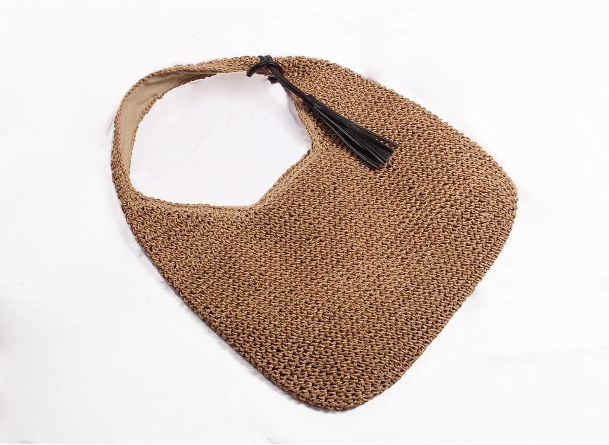 Straw Beach Bag for Women Woven Tote Large Summer Travel Shoulder Handbag Handle Tote Retro Summer Beach Bag - Image 3