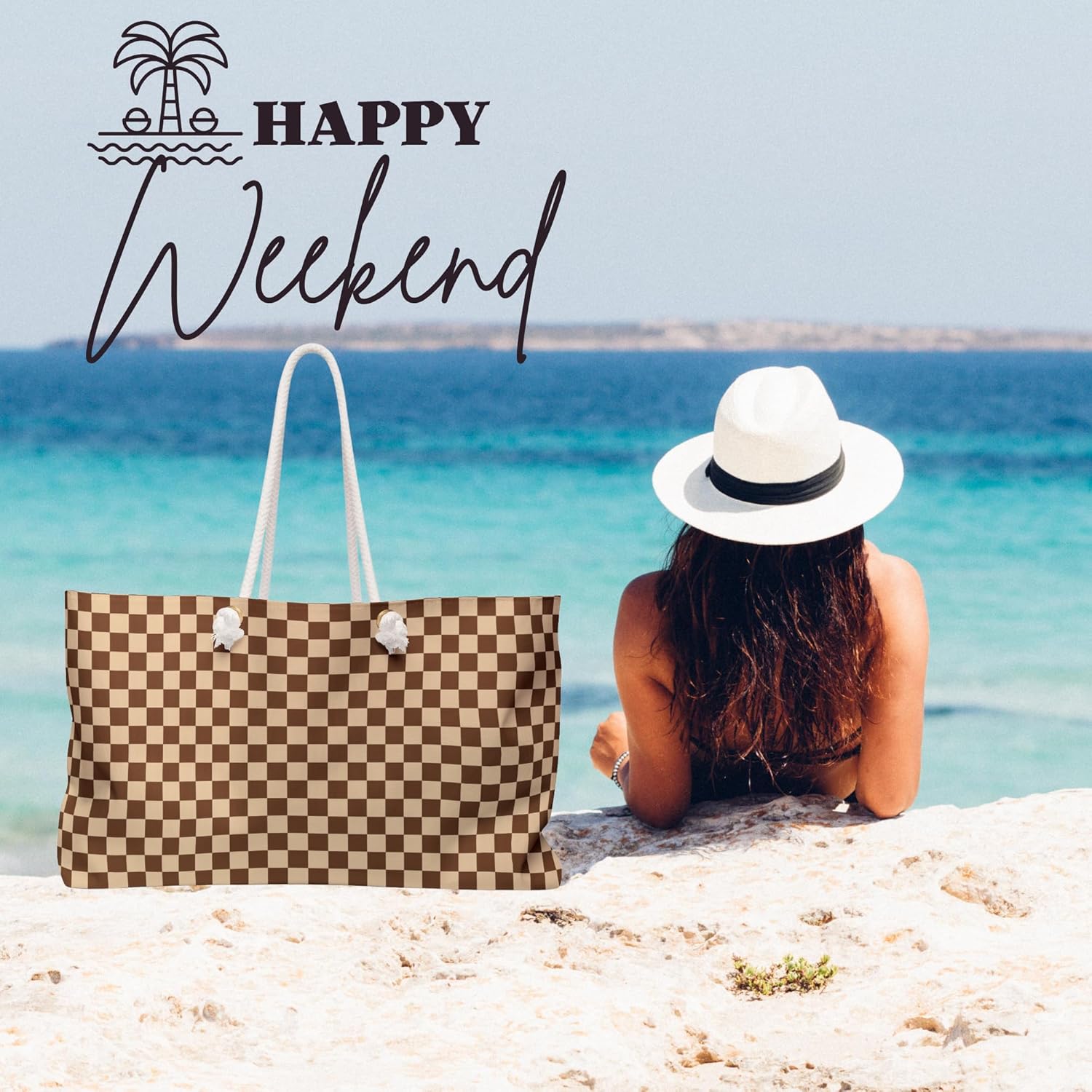 Summer Beach Bag Vacation Travel Tote Bag Reusable Bag for Pool Picnic Shopping Bag Gift - Image 3