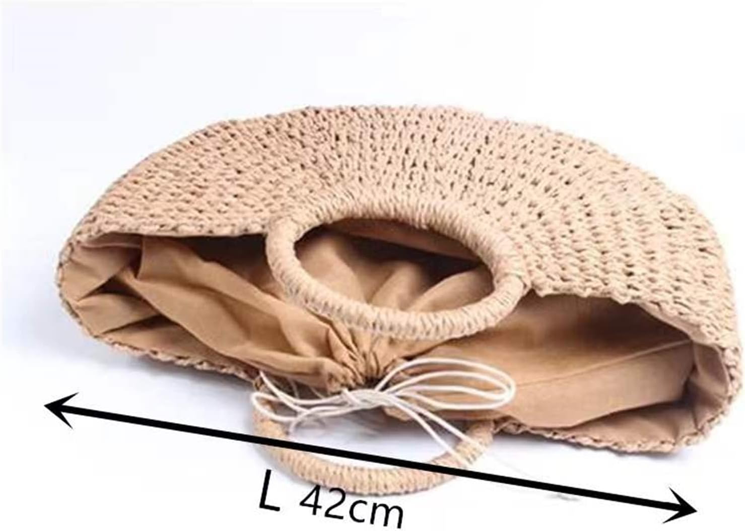 Summer Beach Rattan bag,Hand-woven Straw Large Bag Round Handle Ring Tote Retro Straw Bags for Women - Image 3