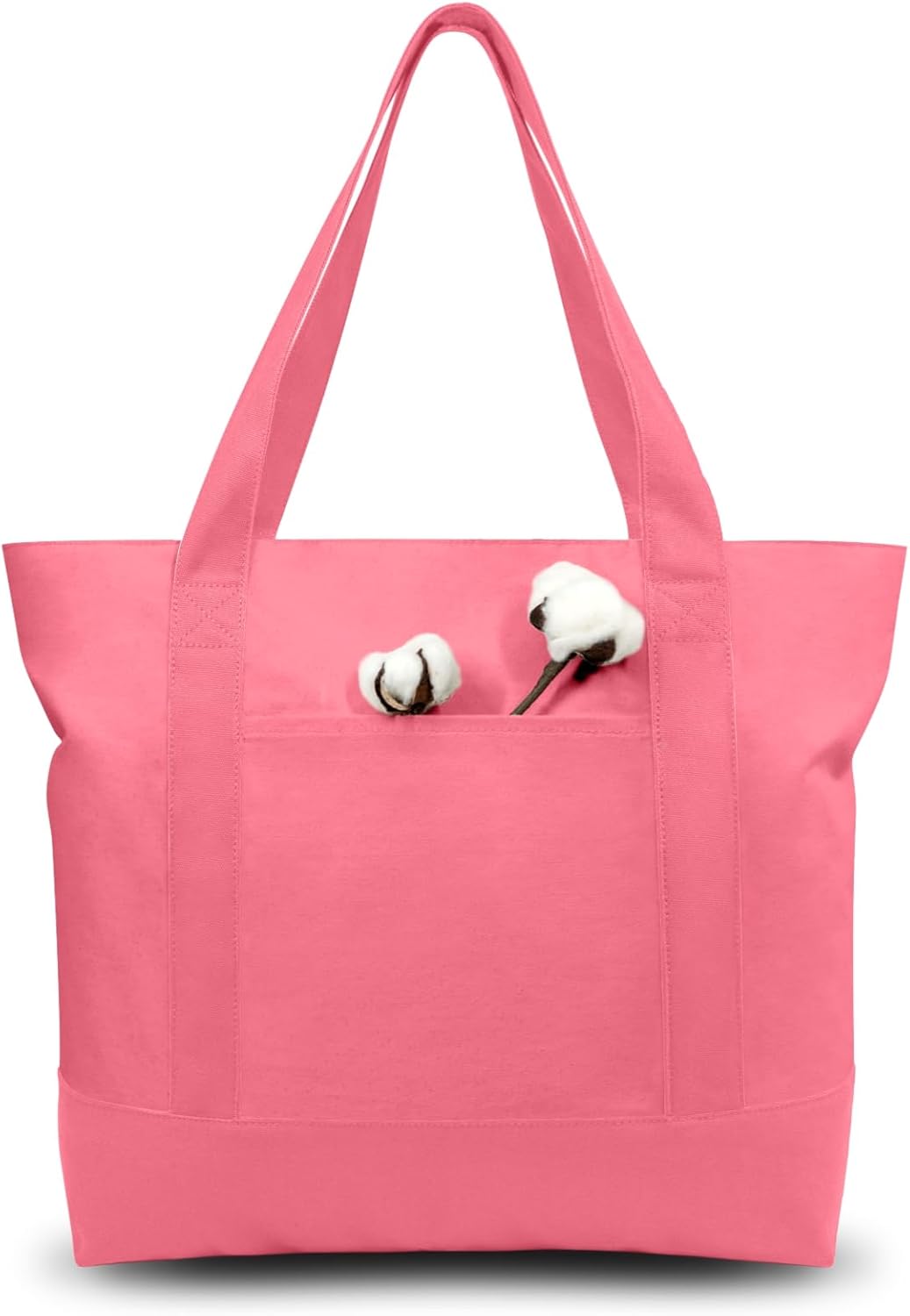 TOPDesign Canvas Tote Bag Blue\/Natural i##e##s: 1-Pack ^^ with an External Pocket ^^ Reusable Grocery Shopping Bag ^^ Top Zipper Closure ^^ Daily Essentials :i##e##s - Image 19