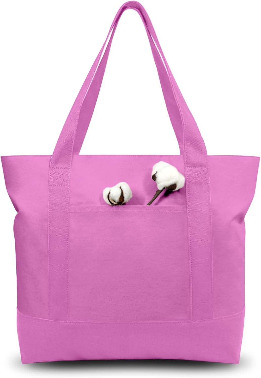 TOPDesign Canvas Tote Bag Blue\/Natural i##e##s: 1-Pack ^^ with an External Pocket ^^ Reusable Grocery Shopping Bag ^^ Top Zipper Closure ^^ Daily Essentials :i##e##s - Image 12