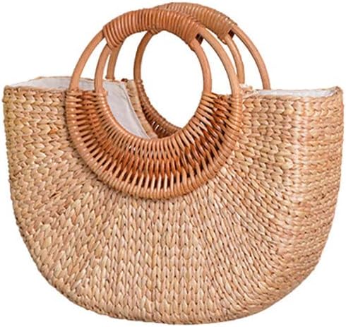 Women Straw Bag Large Woven Bag Round Handle Ring Tote Purse Retro Handbags Summer Beach Handbag - Image 10