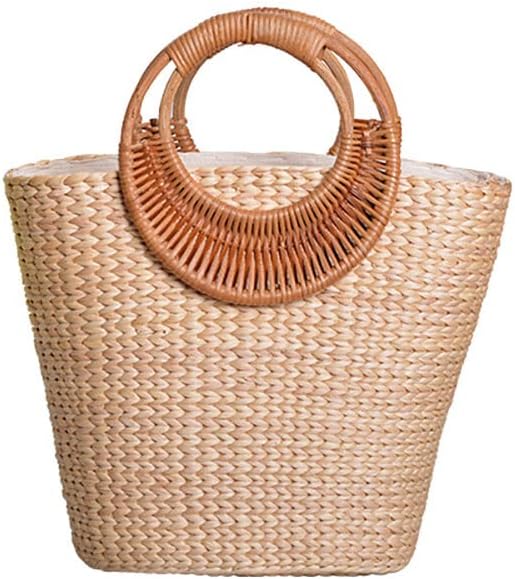 Women Straw Bag Large Woven Bag Round Handle Ring Tote Purse Retro Handbags Summer Beach Handbag - Image 11