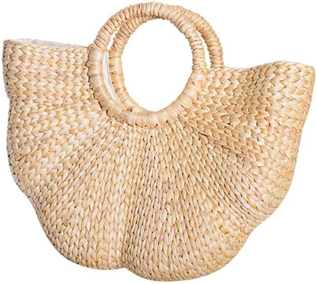 Women Straw Bag Large Woven Bag Round Handle Ring Tote Purse Retro Handbags Summer Beach Handbag - Image 14