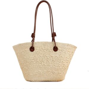 Women Straw Tote Bag Summer Beach Bags Luxury Handmade Shoulder Bag Woven Basket Handbags Large Straw Purses